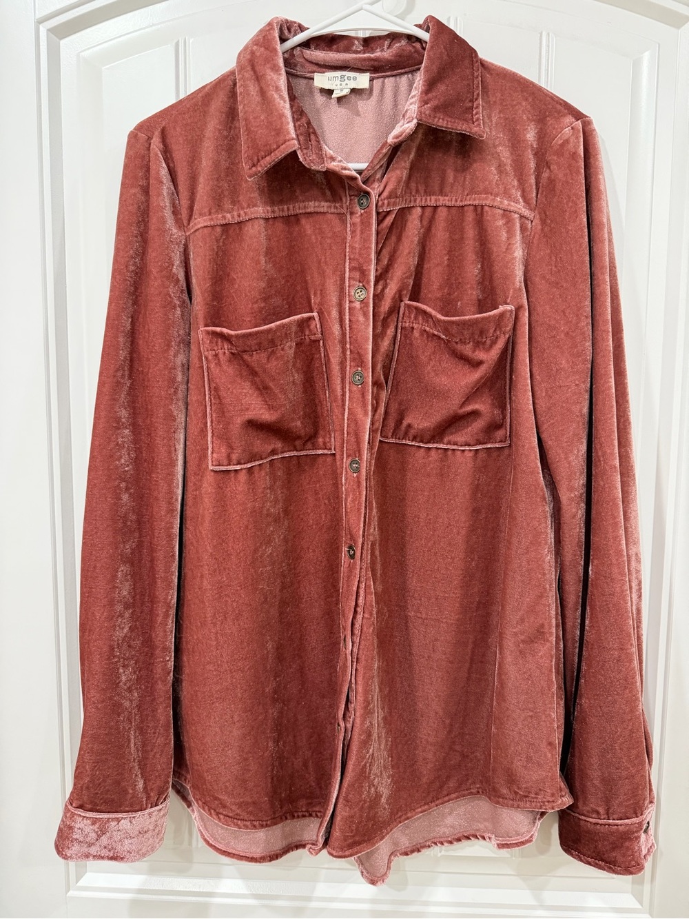 Umgee Velvet Shirt in Dusty Rose